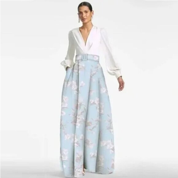 NWT SACHIN + BABI Dress Evening Gown NEW Zoe Ivory Sky Venetian Petals Floral - Picture 2 of 13